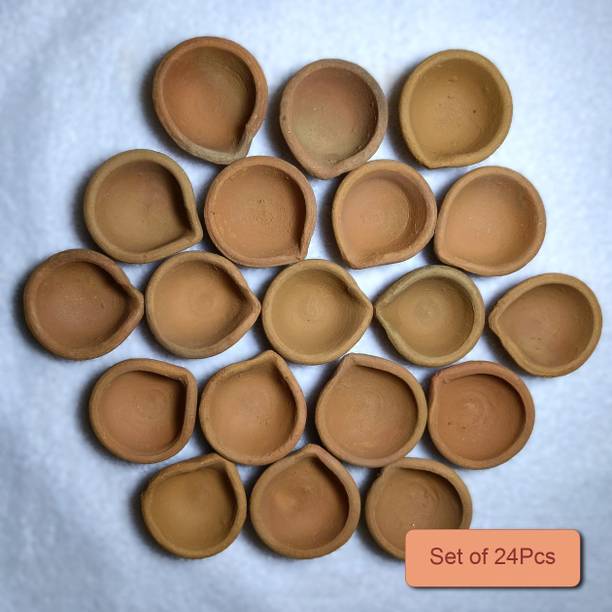 Aastha Vatika Plain Diya Terracotta (Pack of 24) Table Diya Set