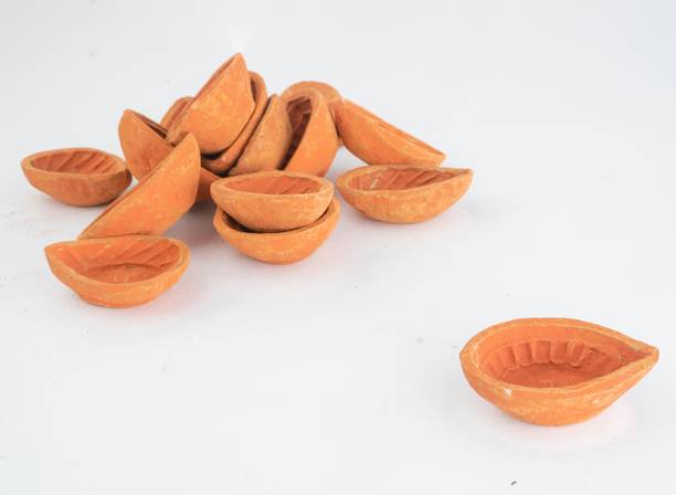 NACTODA Clay diya set pack of 31, clay diya for dewali Terracotta (Pack of 31) Table Diya Set