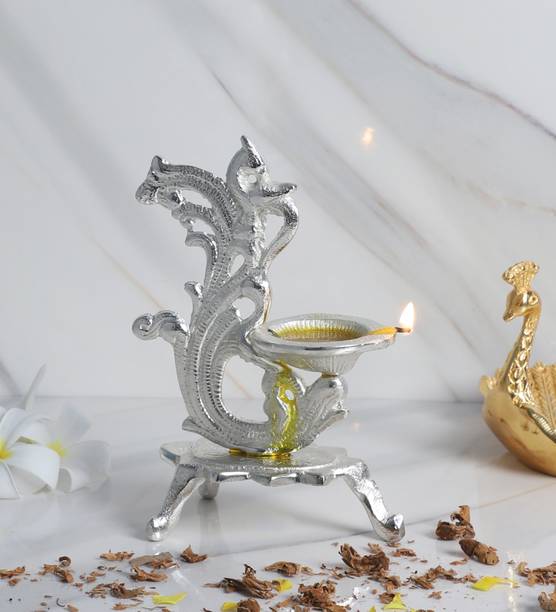 Amaya Decors Silver ALuminum Peacock Dia Aluminium Table Diya