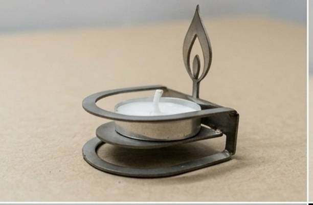 MAYKOBAYKO Heavy Base Iron Table Diya Silver Table Diya