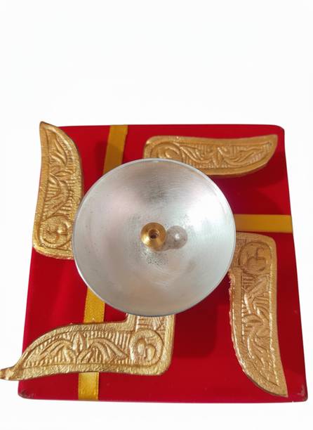 DEVOTION Swastik Diya with Velvet Gift Box for Puja,Shantiya Diya for Dipawali Brass Table Diya