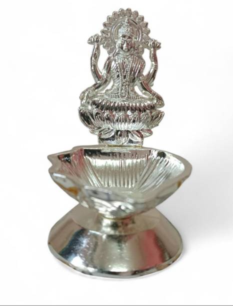 impexofsaguna German silver Laxmi diya Silver Plated, Nickel, Copper Table Diya