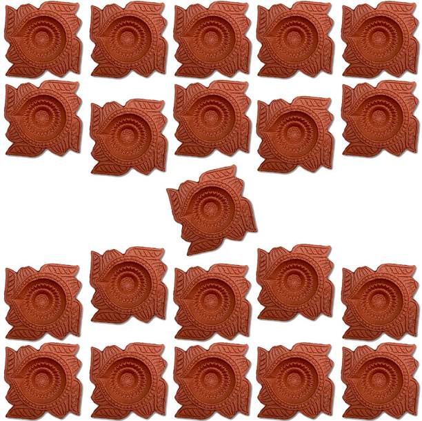 Jetwals clay diya Terracotta (Pack of 21) Table Diya