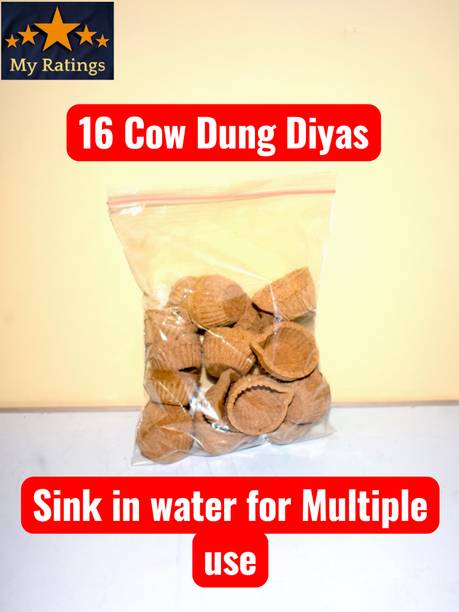 My Ratings My Ratings Diyas Cow Dung (Pack of 16) Table Diya Set