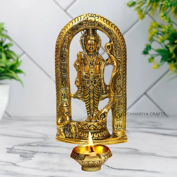 Chhariya Crafts Ram Lalla Idol Ayodya Mandir Murti With Diya For Home Office Decor Decorative Showpiece  -  17 cm