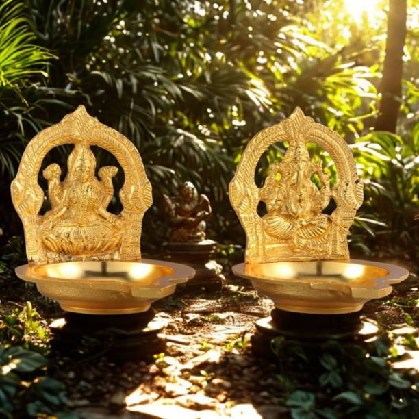 Sacch LAXMIGANESHDIYA Brass (Pack of 2) Table Diya Set