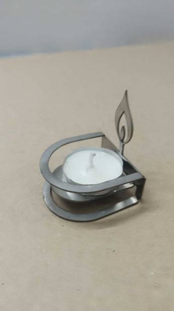 MAYKOBAYKO Modern Flame Metal Lamp Silver Table Diya