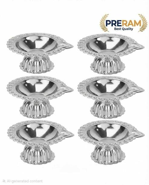 Preram Stainless Steel (Pack of 6) Table Diya Set