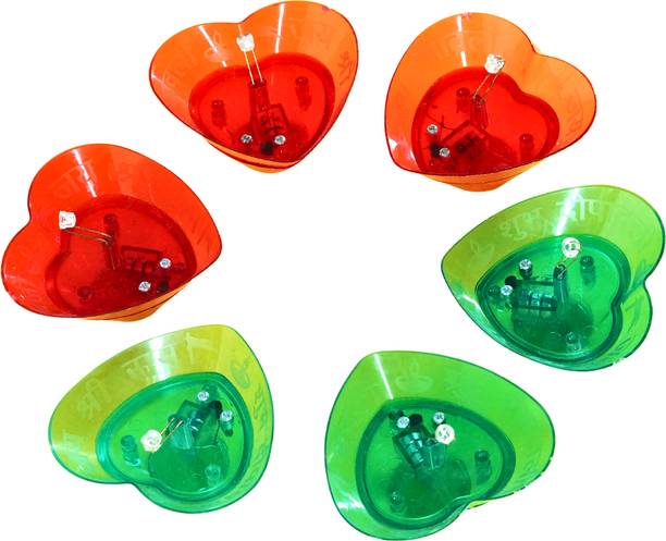 Upharkaro Multicolor LED Water Sensor Floating Diya Lights (Set of 6) Plastic (Pack of 6) Table Diya