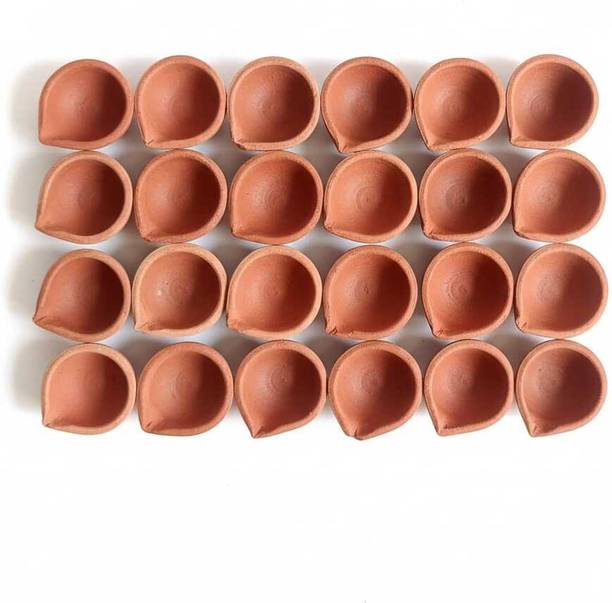 CLICK KART Handmade Earthen Clay/Terracotta Decorative Diwali Diya/Oil Lamps Puja Diya Earthenware (Pack of 51) Table Diya