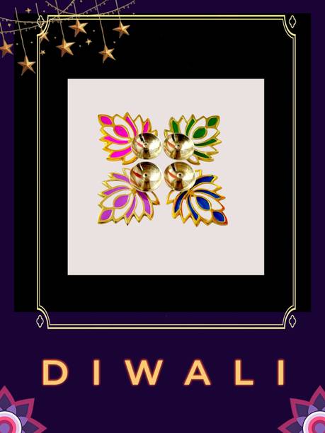 PEACOCKTRADERS Lotus Blossom Decorative Diya Set Aluminium (Pack of 4) Table Diya Set