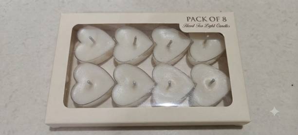 Riva Heart Shape Floating Tealight Candles – Pack of 8 Plastic Table Diya Set