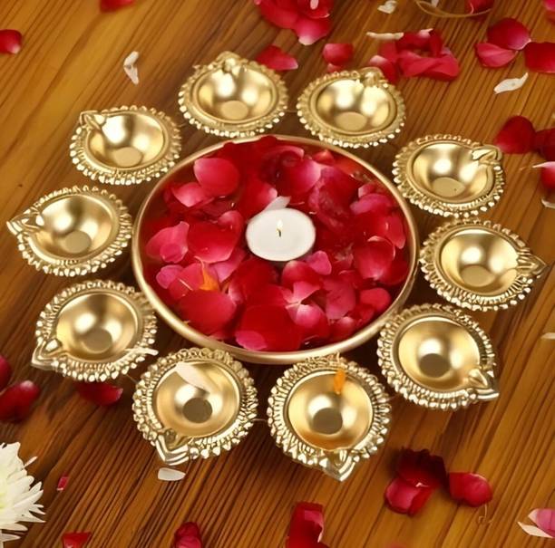 AH IMPEX Best Premium QualityTraditional & spiritual Diya Urli Iron Table Diya