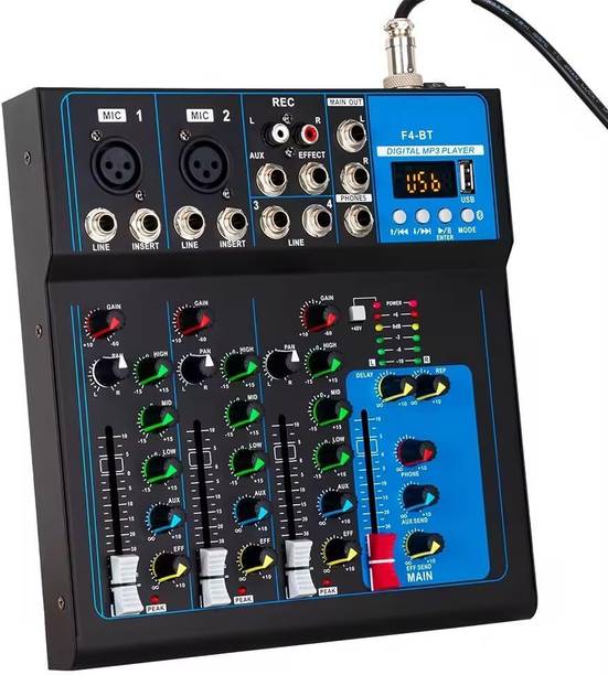 KH 4 Channel Bluetooth Portable Audio Mixer w/USB DJ Sound Mixing Console Wired DJ Controller