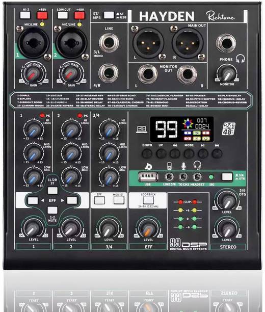 KH Richtone 4 Channel OTG Mixer | Professional USB Audio Interface for Mobile, PC Wired DJ Controller