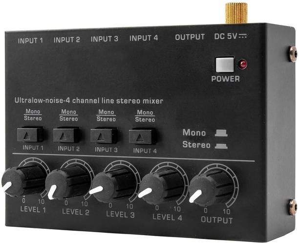 KH Ultra Low Noise 4 Channel Line Stereo Mixer Portable Mini Audio Console Wired DJ Controller