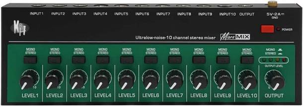 Adiohub 10 Channel Mini Stereo Audio Mixer 10W with 3.28ft USB Cable 1/4 TRS In/Out Wired DJ Controller