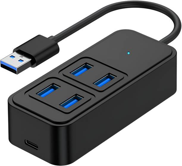 Techsync USB-A to 4 × USB 3.0 High Speed (upto 5Gbps) Ports with DC 5W input BYL-1901U USB Hub - For Laptop, Desktop, MacBook