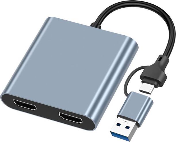 MILLENNIUM TECHNOLOGY USB & USB Type C to Dual Port Hdmi Adapter Dual Video Monitor Extended Display