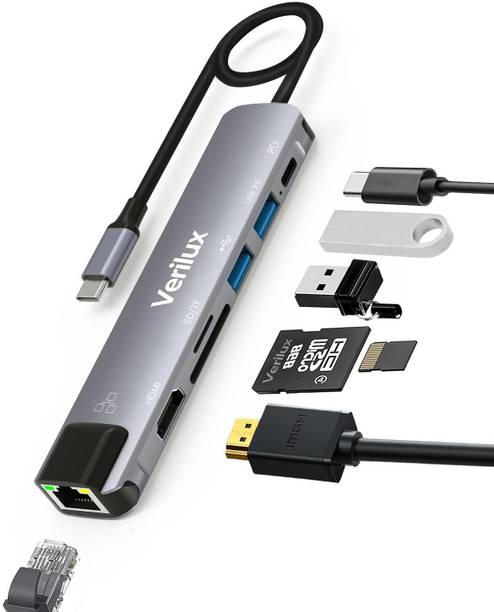 MAYCREATE USB C Hub with Ethernet RJ45 7 in 1 USB Type C Hub with 4K HDMI and PD Charging USB C Hub 7 in 1 Type C Adapter with HDMI SD Ethernet Port Docking Station
