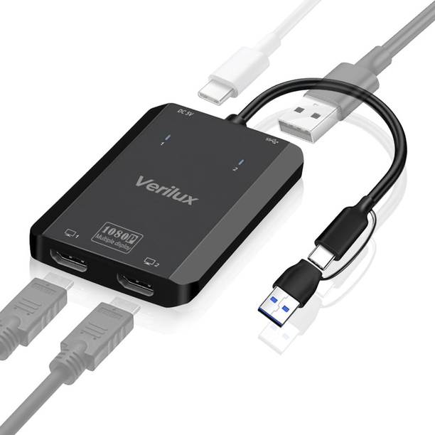 Verilux USB 3.0 Type C to Dual HDMI Adapter 1080P 60Hz for Mac M1 M2 iPad Pro Laptop USB 3.0 Type C Dual HDMI Adapter 1080P 60Hz Converter Converter Dock