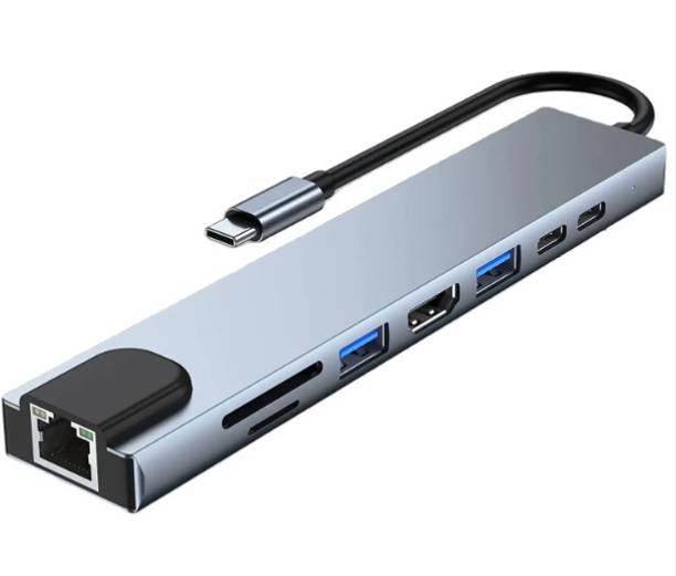 amp Type C Hub Type-C Hub (8-in-1), USB Hubs & Docks, For Mac & Windows,4K HDMI, 2 USB 3.0, 2 USB-C ports Fast Charging, SD/TF Card Reader,RJ45 Ethernet