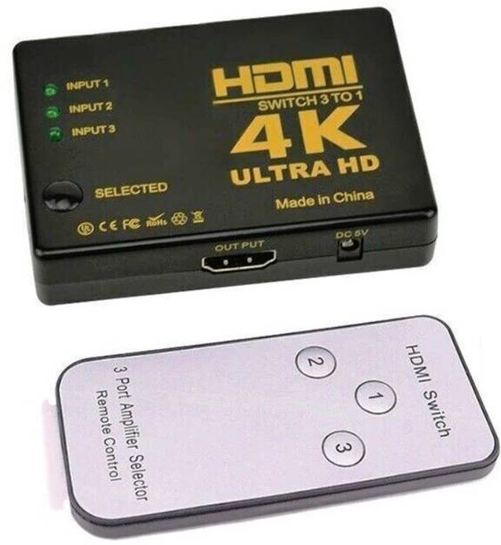 BALRAMA 3 Way HDMI Switch 3x1 with Remote Control 3 Port HDMI Splitter 3 Port IN 1 ONE Media Streaming Device