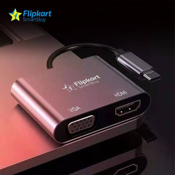 Flipkart SmartBuy 2-in-1 Type-C to HDMI & VGA 4K Adapter Aluminium FKSB-2HV HDMI ADAPTOR
