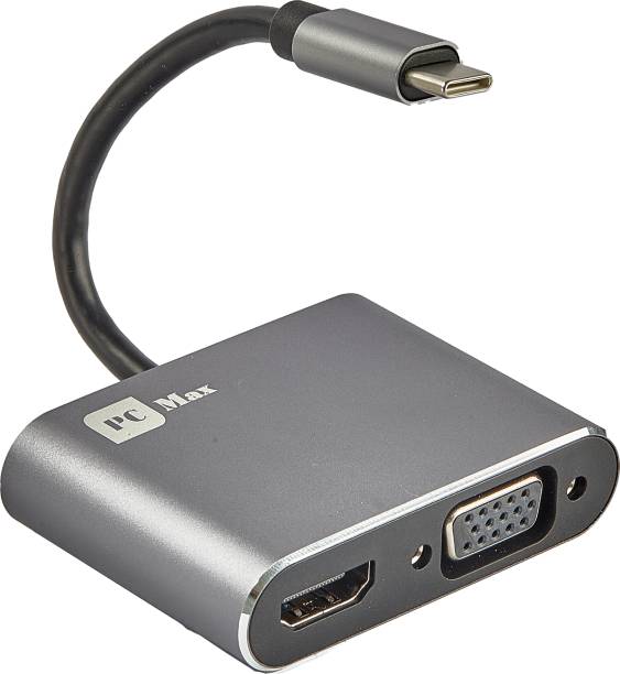 pcmax 4 in 1 USB C Hub, Type C Hub, Adapter with Ethernet, USB C to HDMI, VGA, USB3.0 Docking Station