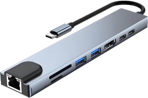 jaivix 8-in-1 Type-C Hub with 4K HDMI, 100W PD Fast Charging, RJ45 Ethernet, SD/TF 8 IN 1 usb c hub for laptop , desktop , macbook c type