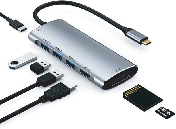 Linetek 3UHCRP 7-in-1 Type C Hub, Type C to 3*USB3.0 + HDMI+SD/TF+PD