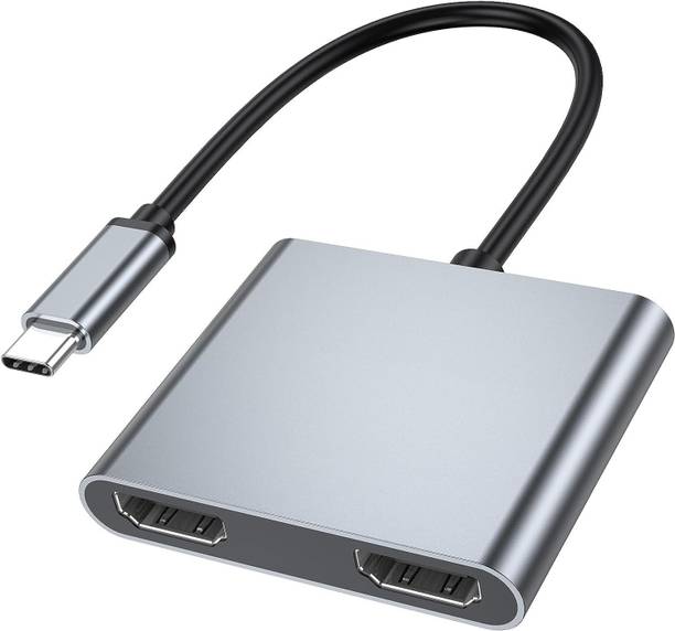 SCALEBEE 2 in 1 Type C Dual HDMI Adapter Dual Screen Display Docking Station for Laptop, Smartphone, Tablet USB C to Dual HDMI Adapter, 2 in 1 USB Type C Hub with 2 HDMI Port