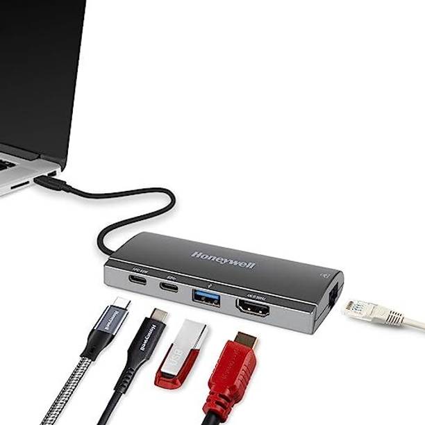 Honeywell 5-in-1 with 4K HDMI, USB 3.0, 1GBPS RJ45 Ethernet, Dual Type C Ports PD85W HC000014/LAP/CDK Type C Mini Docking Station