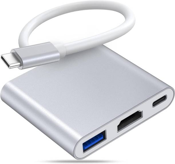 SCALEBEE Type c to HDMI 3 in 1 Adapter (HDMI / USB / TYPE C) Type C to USB 3.0 HUB | Type C to Type C | USB-C to HDMI 4K Converter with Aluminium Body Compatible with Macbook, laptop , Smartphone