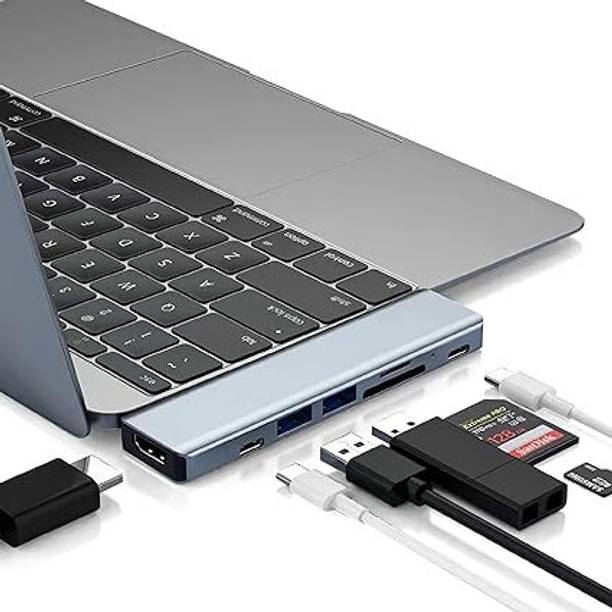 FITUP ™ 7-in-2 Adapter Multiport USB C Hub with Thunderbolt 3, USB 3.0 Ports, 4K HDMI, Pro PD Power SD/TF Card Reader,4K USB C to HDMI,2 USB 3.0 Ports Type C Laptop USB C To HDTV HDMI TF SD Card USB 3.0 Multipurpose Device