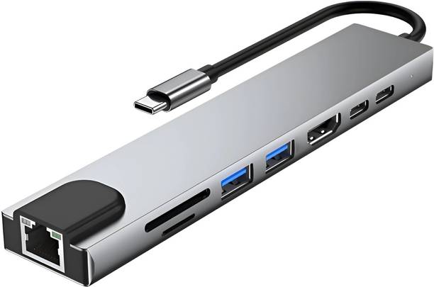 Sancy 8-in-1 USB Type-C 3.0: 4K HDMI, 1000M RJ45, SD/TF, USB 3.0, 2.0, Type-C Data+PD BYL-2017L Docking Station - For Laptop, Desktop, MacBook