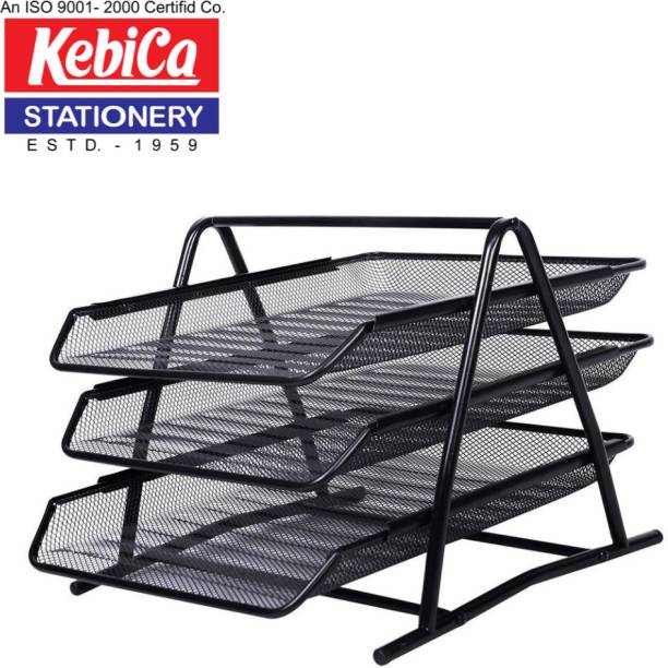 Kebica 3 Tire Desk File Tray - Metal A4 Files/Documents/Papers/Folders Document Tubes