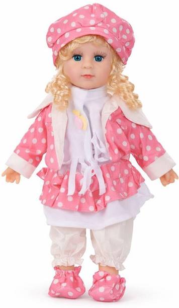 TOYTOT Cute Baby Doll with Stylish Pink Polka Dress & Cap Soft Toy Doll for Kids