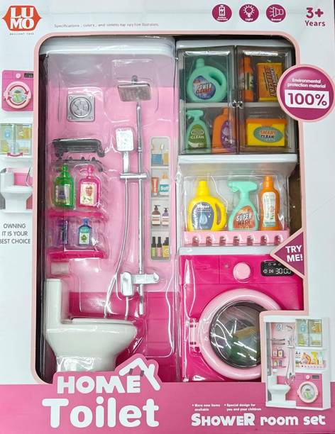 star impex Doll Bathroom Set | Complete Dollhouse Accessories | Miniature Bathtub