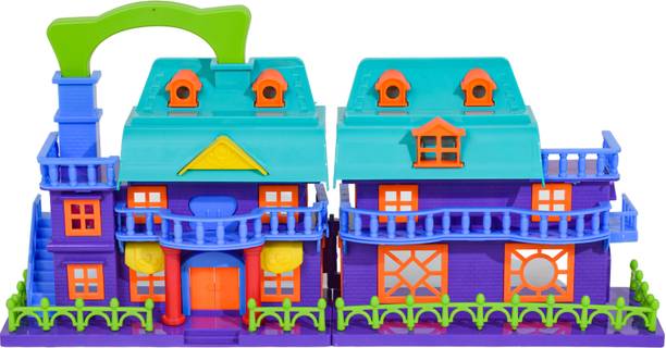 WISHKEY Doll House Play Set for Kids, Pretend Play Doll House Set with 9 Accessories