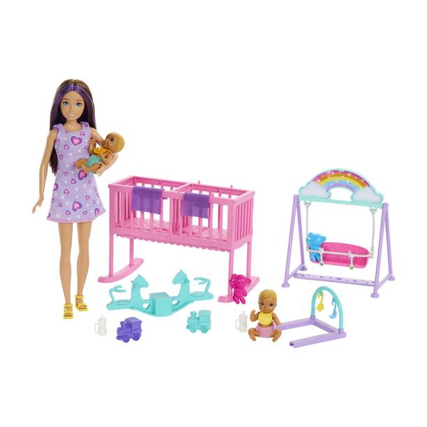 BARBIE Skipper Babysitter Doll with Twin Nursery Playset & Accessories