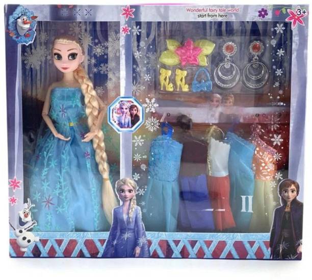 Barodian's Ice Princess with Long Hair Fashion Doll Set with 5 OutfitsWith Accessories