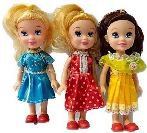 Nexteesh 3 Pretty Sister Baby Doll Set for Girls with Solid Bendable Body
