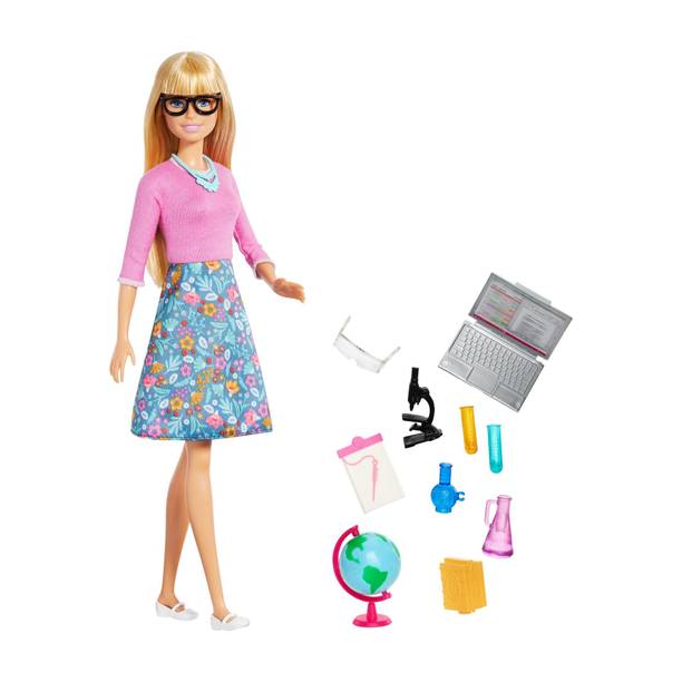 बार्बी Teacher Doll, Blonde with Accessories,Gift for 3 to 7 Year Olds