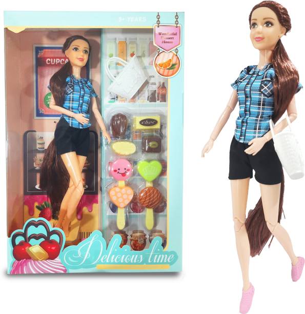 KiddyBuddy Fashion Girl Doll Include with Shopping Time Play Set, Food Toys and Accessories