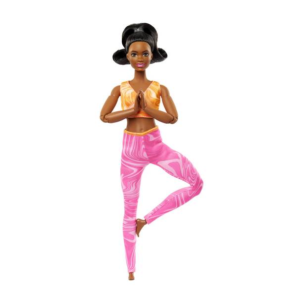 बार्बी Made to Move Fashion Doll, Brunette Wearing Removable Sports Top & Pants