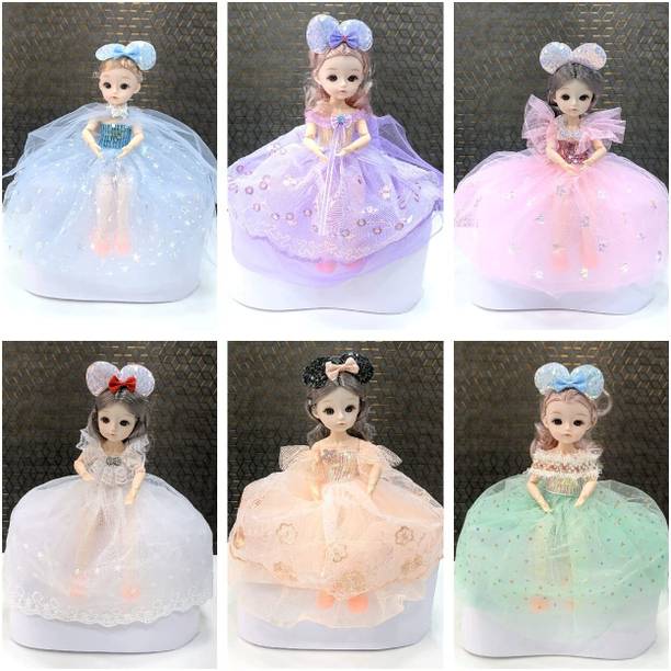 DSR Doll Set Movable Joint Makeup Cute Girl Brown Eyes Fashionable Doll for Kids Girls (Size: 30 cm Color:White)