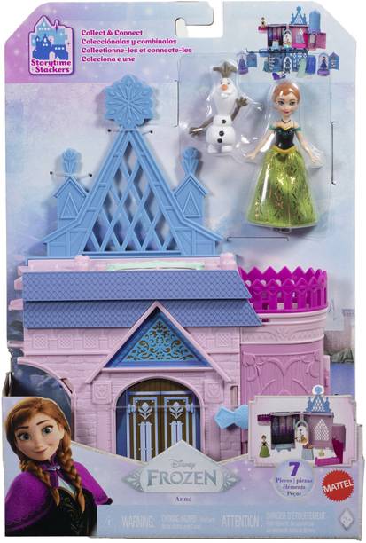 Disney Frozen Storytime Stackers Playset, Annas Arendelle Castle Dollhouse with Small Doll
