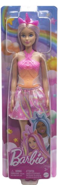 BARBIE Unicorn Doll with Pink Hair, Ombre Outfit and Unicorn Accessories