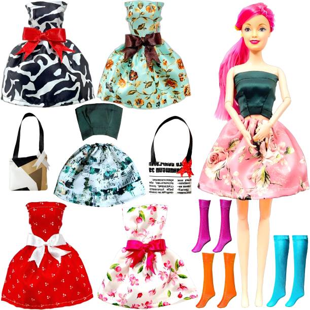 mini gifts - Doll Set Folding Hands And Legs With Extra 5 Dresses And Aceessories